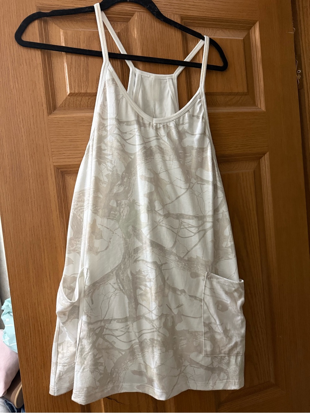 Altar'd State Cream and Beige Strappy Pocket Mini Dress